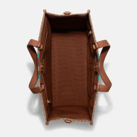 Coach Dempsey Tote 40 In Signature Jacquard Witn Stripe And Coach Patch